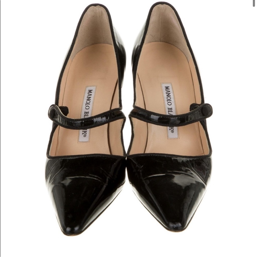 Manolo Blahnik Black Patent Leather Heels - Picture 2 of 8